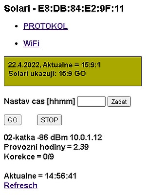 úvodní stránke webového rozhraní